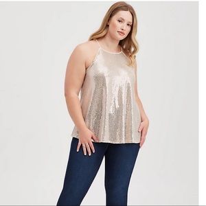 Flowy sequin halter tank from Torrid size 1